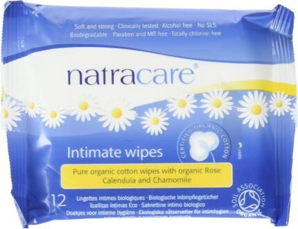 natracare organic intimate cotton wipes 12 wipes pack