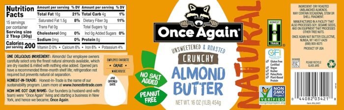 once again natural crunchy almond butter