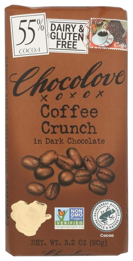 chocolove dark chocolate coffee crunch bar