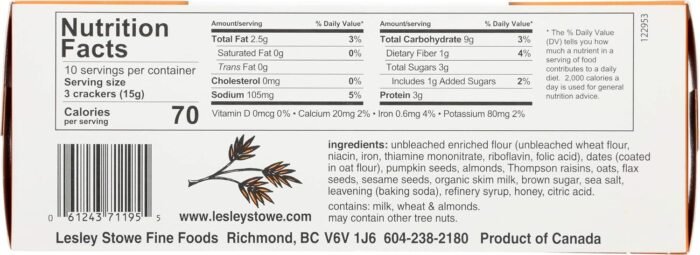 lesley stowe salted date and almond crackers pack