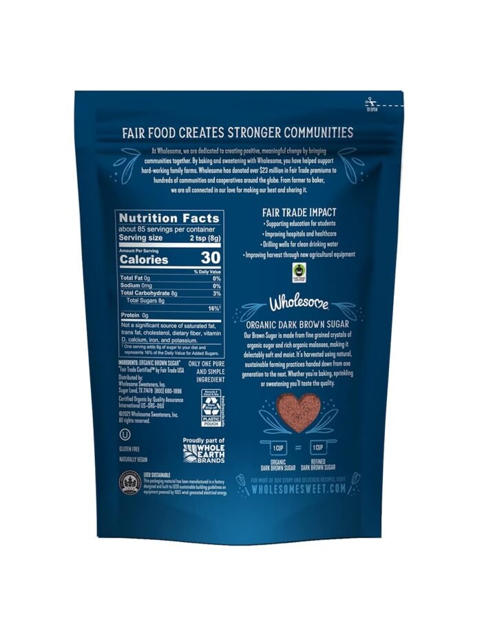 wholesome sweeteners organic dark brown sugar pack