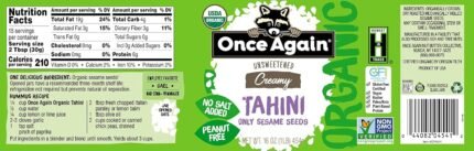 once again organic sesame tahini unsweetened pack