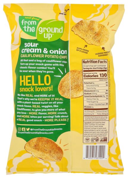 from the ground up cauliflower chips pack