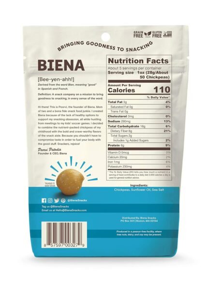 biena chickpea snacks sea salt pack image