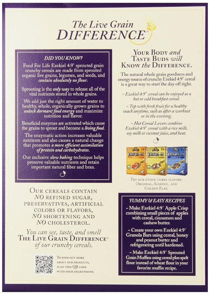food for life ezekiel 4.9 cereal cinnamon raisin pack