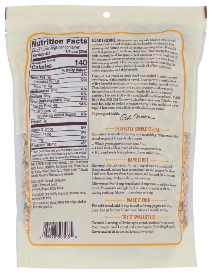 bobs red mill cereal muesli pack image