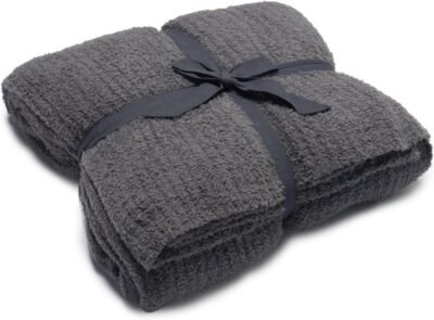 barefoot dreams ribbed bed blanket full queen graphite image