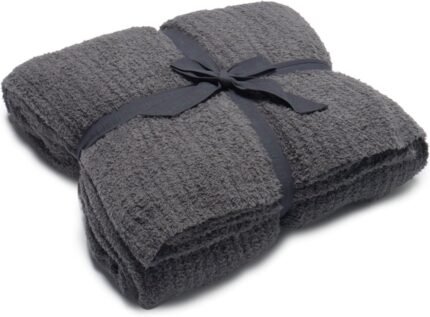 barefoot dreams ribbed bed blanket full queen graphite image