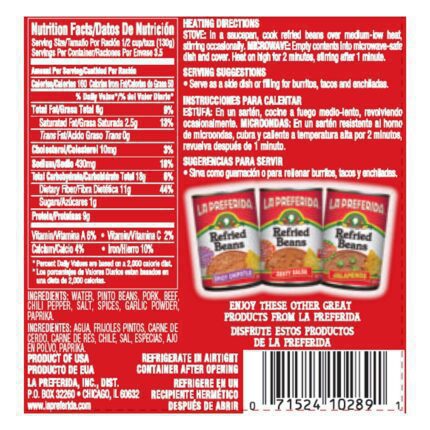 la preferida refried beans chorizo