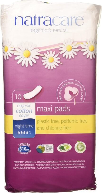 natracare pads organic & natural night time overnight