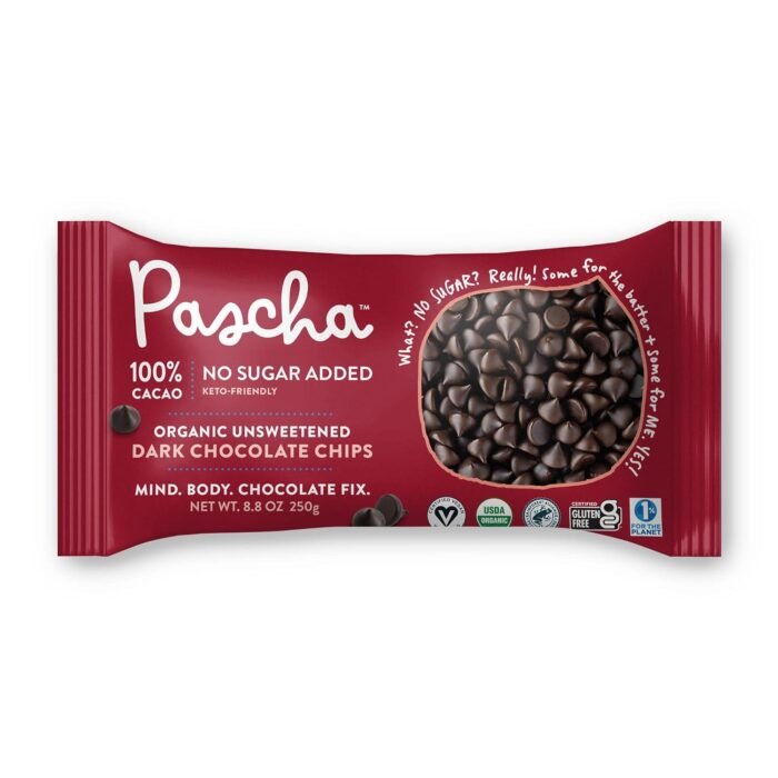 pascha organic dark chocolate baking chips pack image
