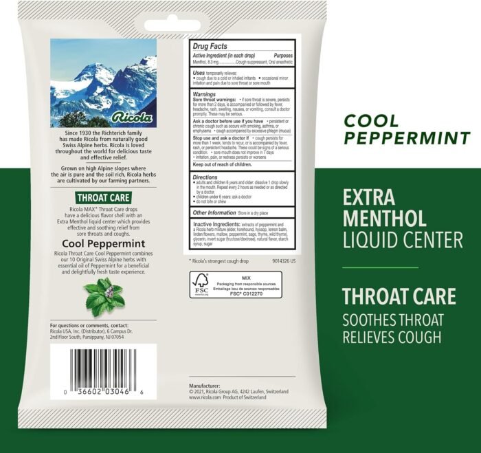 ricola max throat care peppermint drops image