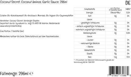 coconut seret aminos garlic sauce