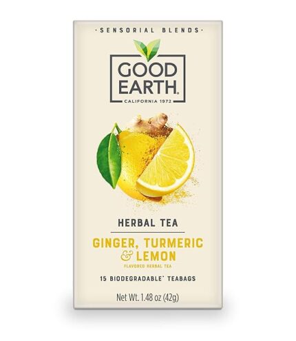good earh ginger tutmeric & lemon herbal tea pack image