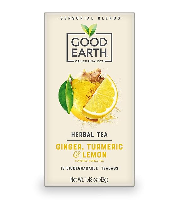 good good earh ginger tutmeric & lemon herbal tea pack image