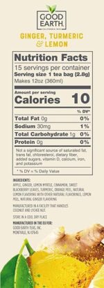 good earh ginger tutmeric & lemon herbal tea pack image