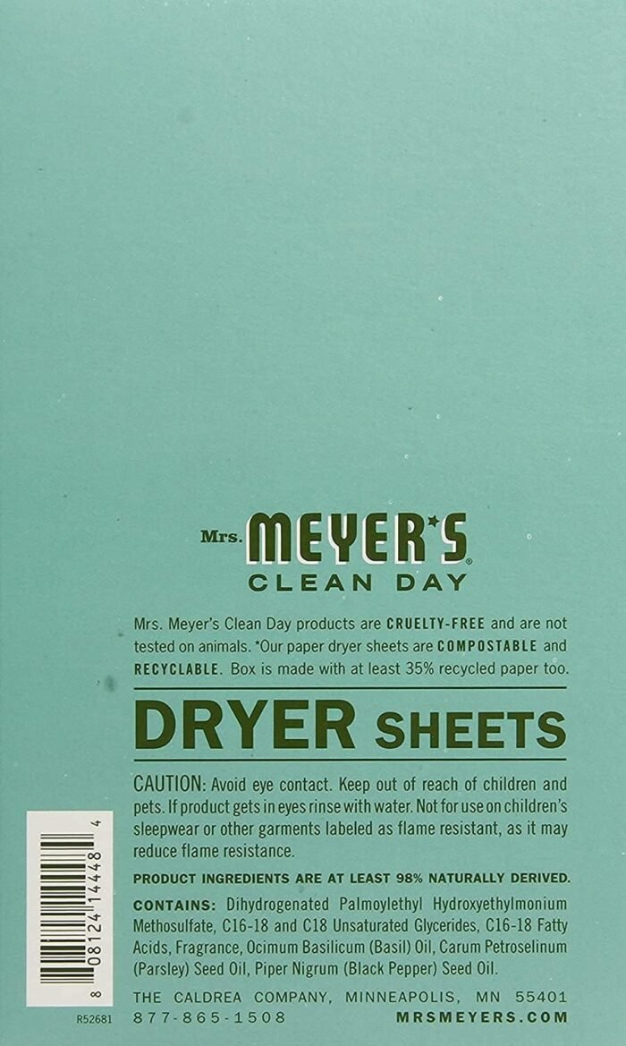 mrs meyers dryer sheets basil 80 ct image