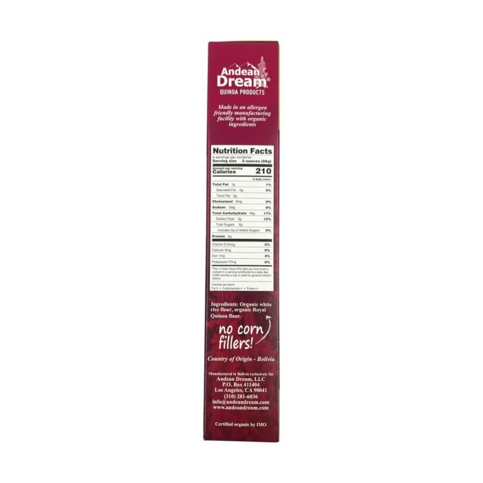 andean dream quinoa organic fusilli pasta pack