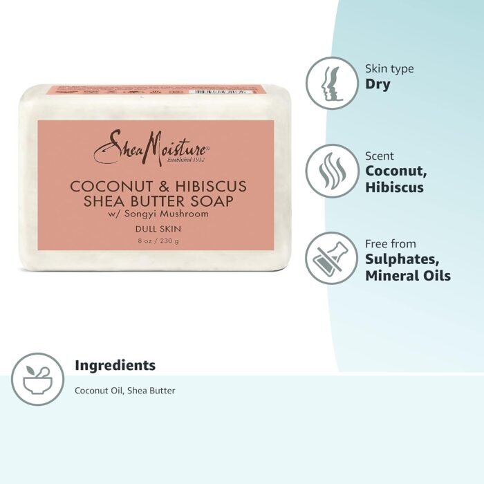 shea moisture coconut & hibiscus shea butter soap image