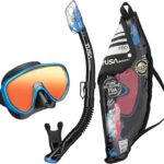 tusa sport mask & snorkel black blue mirrored lens