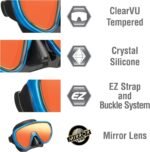 tusa sport mask & snorkel black blue mirrored lens