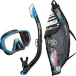 tusa sport serene mask & snorkel black fishtail blue