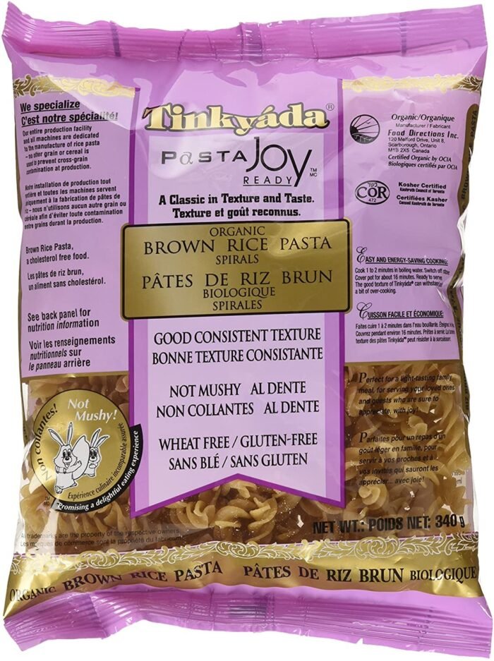 tinkyada organic brown rice spirals pasta pack