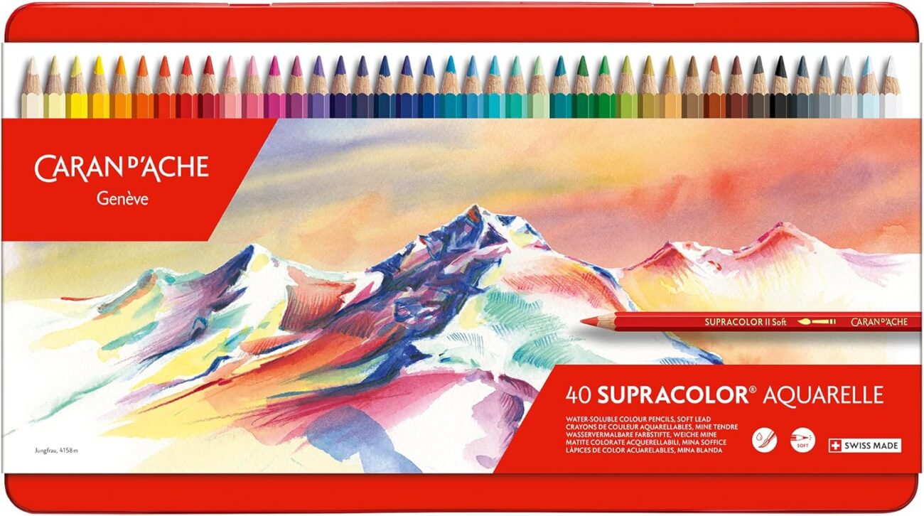 caran d ache supracolor aquarelle metal box set of 40