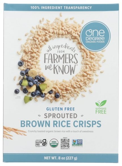 one degree cereal rice crisp brown pack