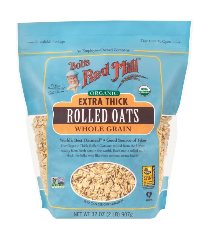 bobs red mill organic extra thick rolled oats pack