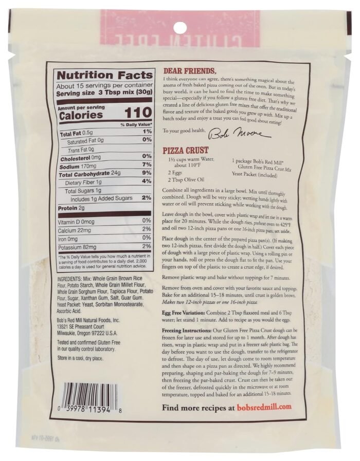 bob's red mill gluten free pizza crust mix pack