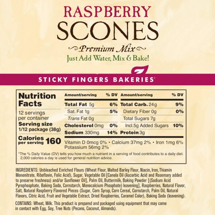 raspberry scone mix by sticky fingers bakeries