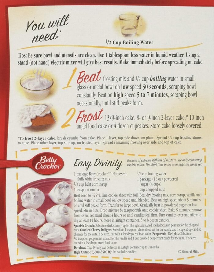 betty crocker homestyle fluffy white frosting mix