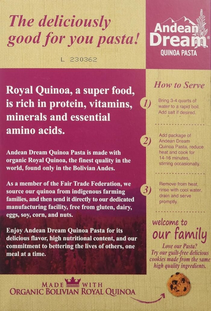 andean dream organic quinoa fusilli