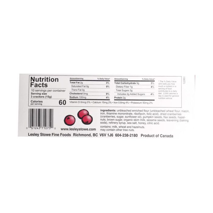 lesley stowe crisps hazelnut cranberry pack