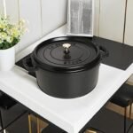 staub 9 qt round cast iron cocotte black mattle