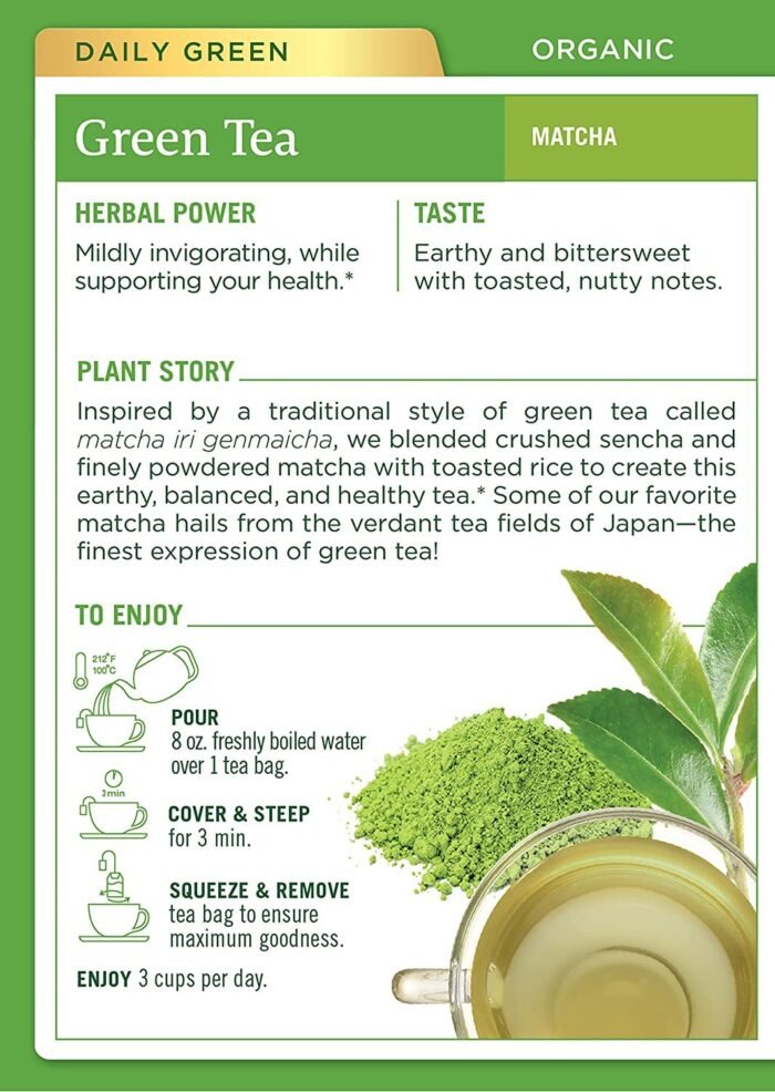 traditional medicinals organic green tea with toasted rice pack
