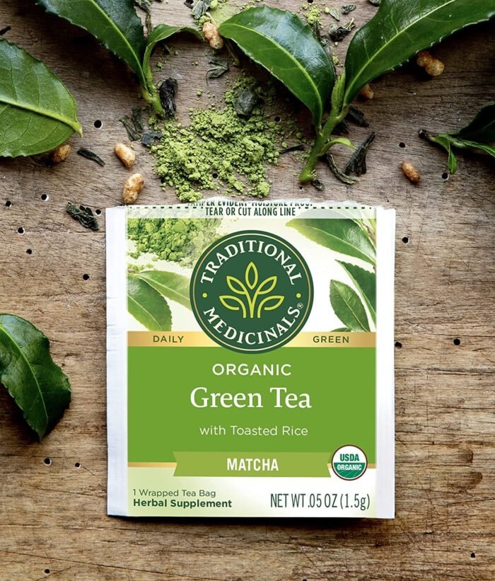 traditional medicinals organic green tea with toasted rice pack