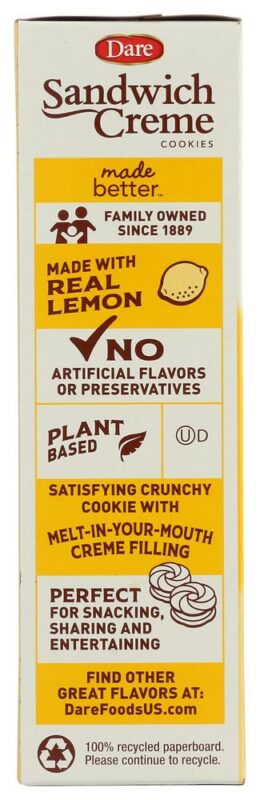 dare sandwich creme cookies lemon pack