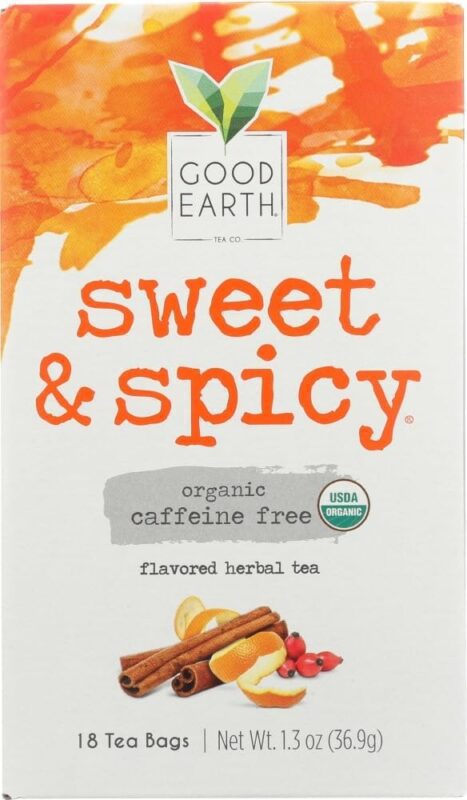 organic sweet & spicy herbal tea good earth 18 bags