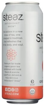 steaz organic iced green tea peach