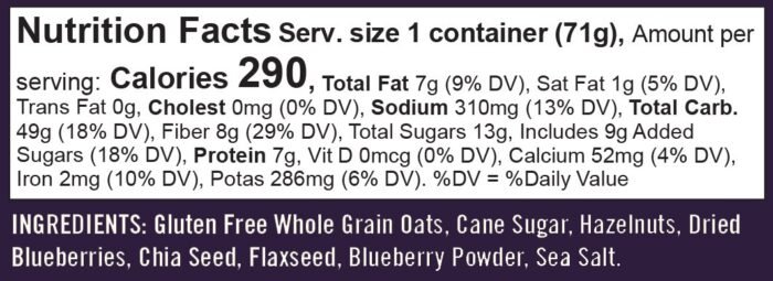 bobs red mill oatmeal cup blueberry hazelnut