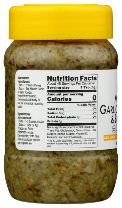 badia garlic minced lemon basil spice nutrition facts