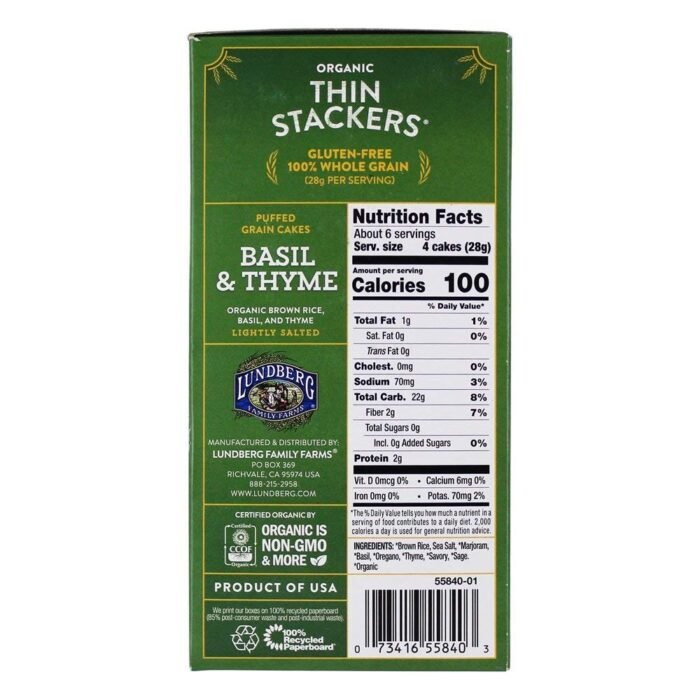 lundberg organic thin stackers basil & thyme pack