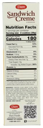 dare sandwich creme cookies lemon pack