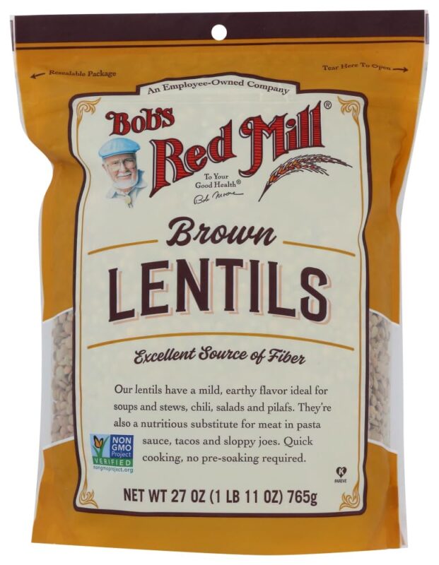 bobs red mill brown lentils pack