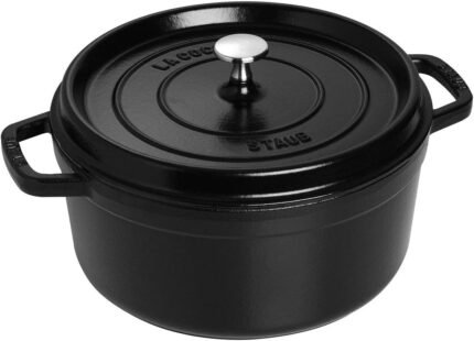 staub round dutch oven 4 quart mattle black
