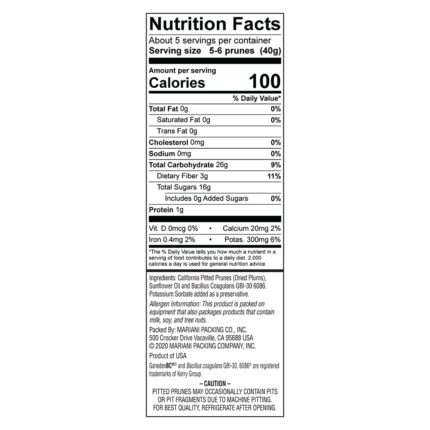mariani probiotic pitted prunes pack
