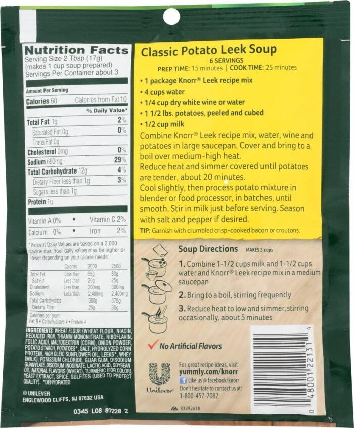 knorr recipe classic leek soup mix pack