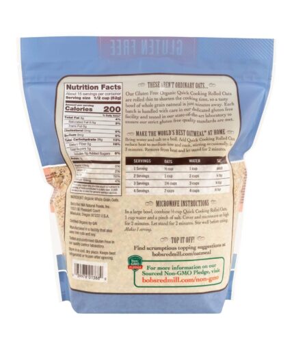 bobs red mill organic quianic quick cooking rolled oats pack